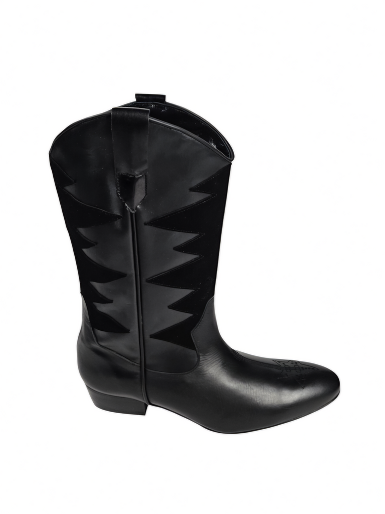 ROCKSTAR COWBOY BOOTS BLACK LEATHER