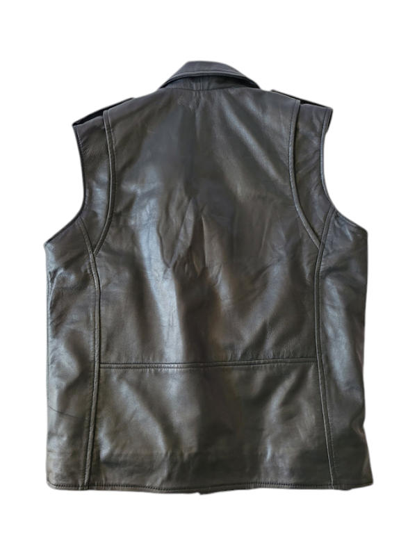 BIKER LEATHER VEST BLACK