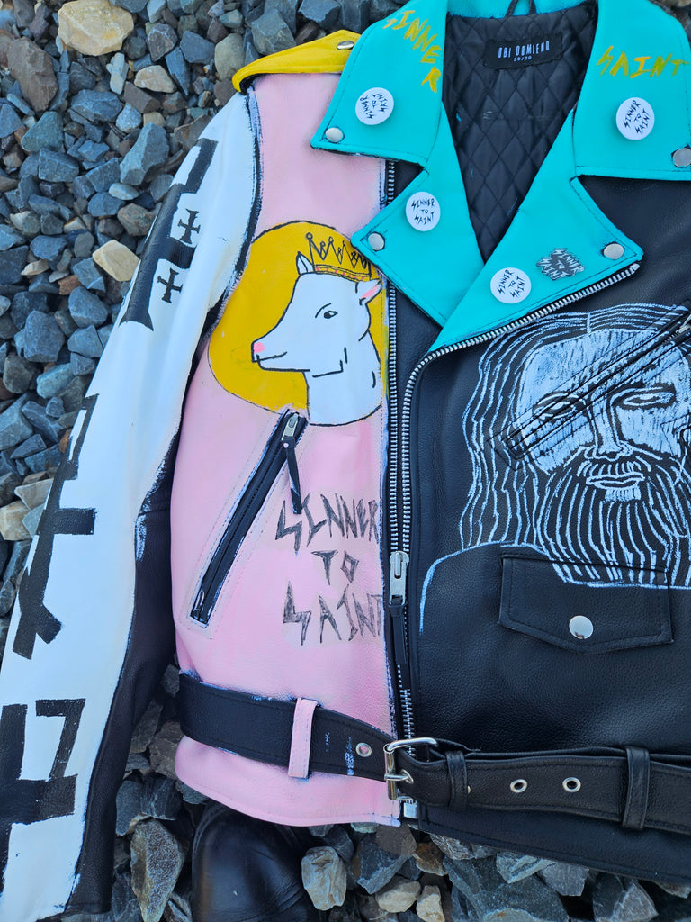 CALL ME BIKER LEATHER PAINTED JACKET