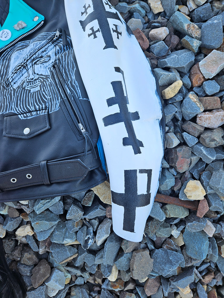 CALL ME BIKER LEATHER PAINTED JACKET