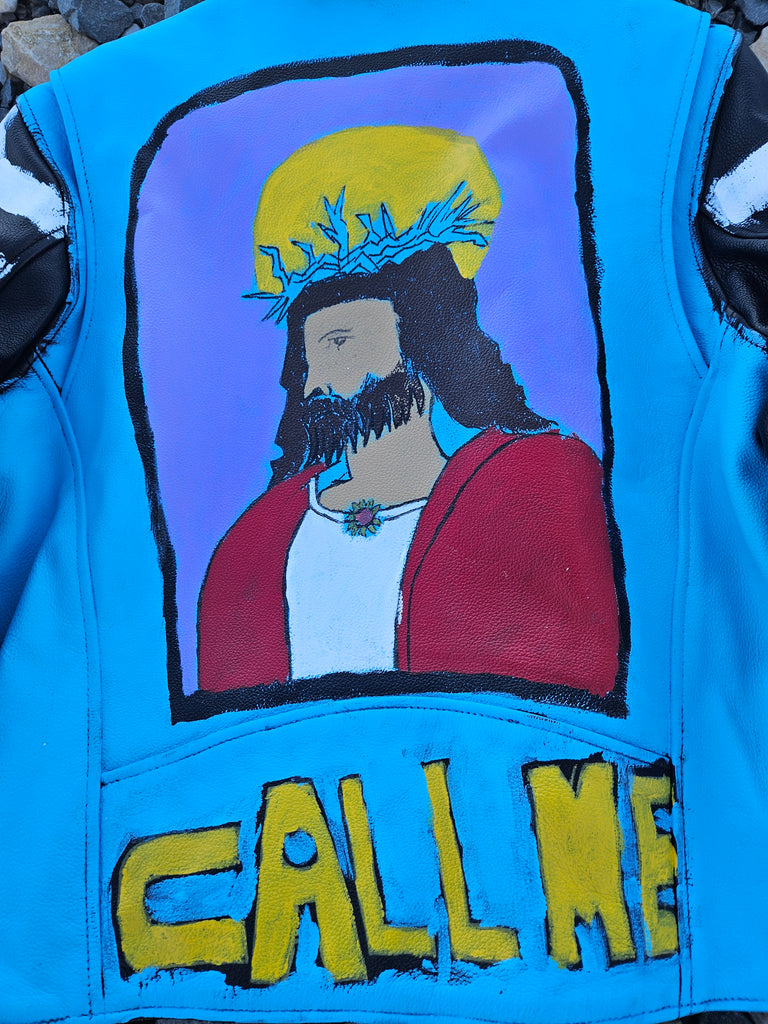 CALL ME BIKER LEATHER PAINTED JACKET