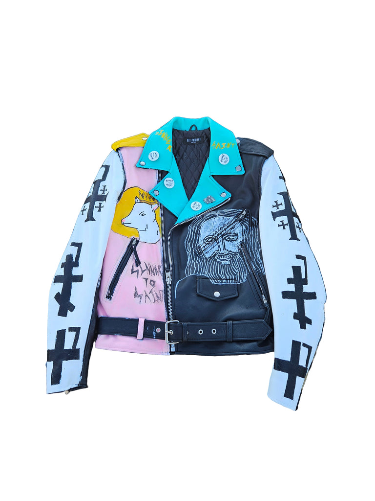 CALL ME BIKER LEATHER PAINTED JACKET
