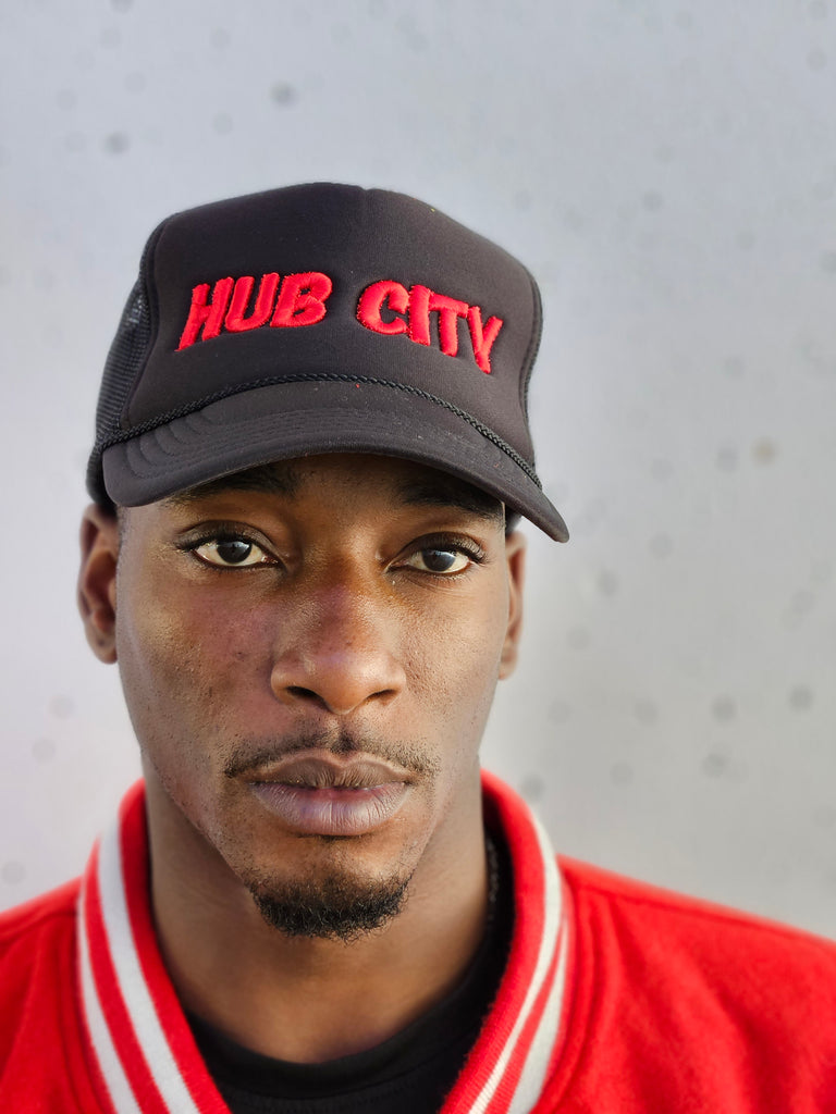HUB CITY TRUCKER CAP RED THREAD