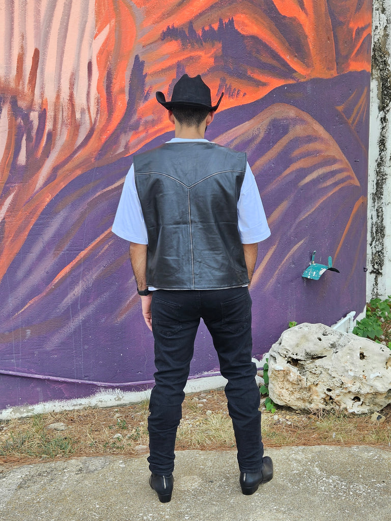 WESTERN VEST DISTRESSED BLACK