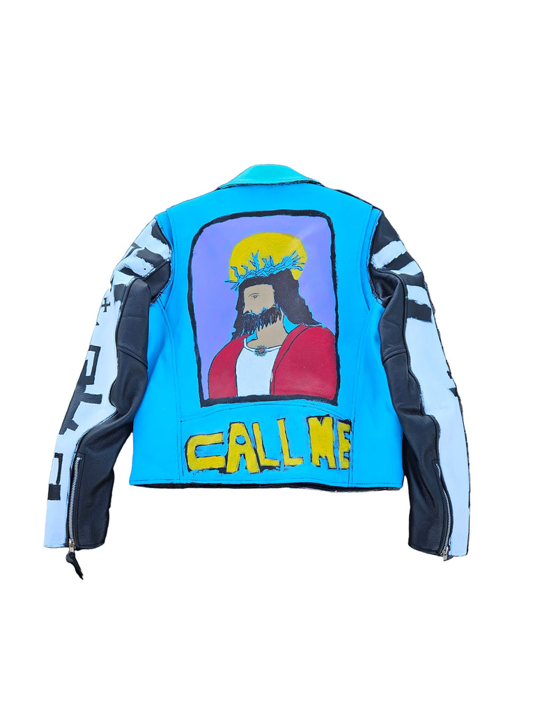 CALL ME BIKER LEATHER PAINTED JACKET