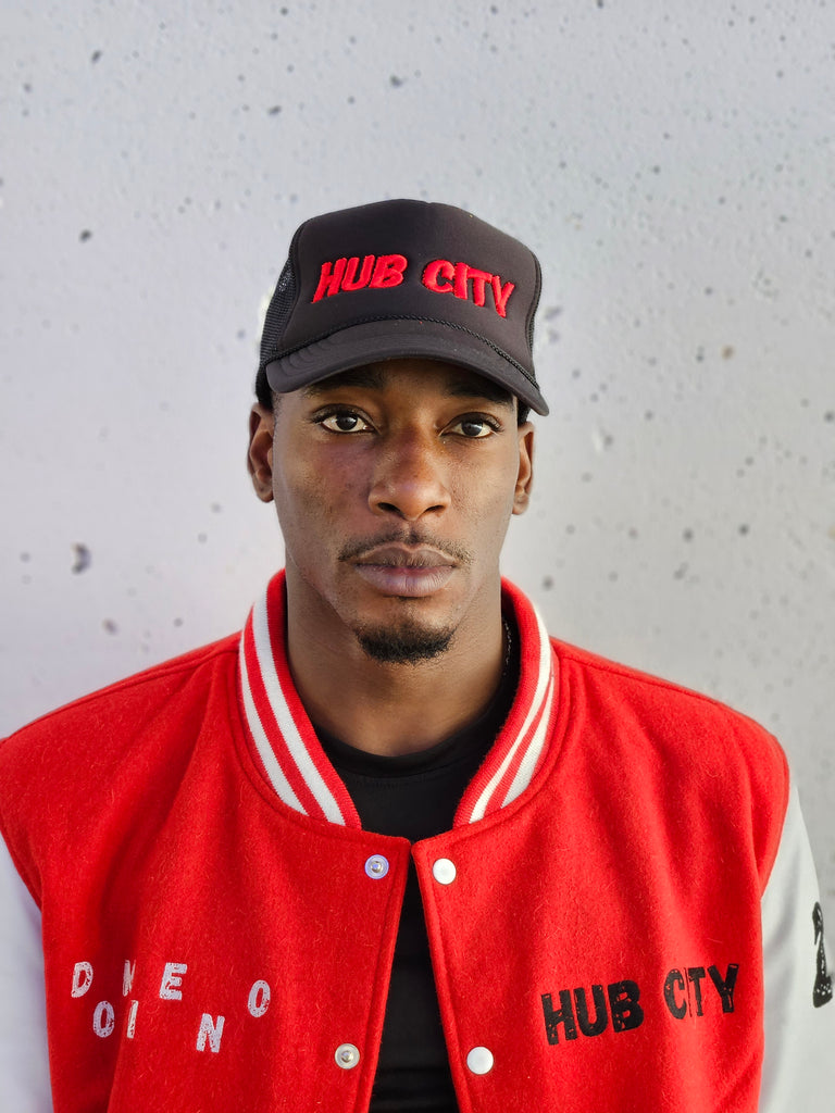 HUB CITY TRUCKER CAP RED THREAD