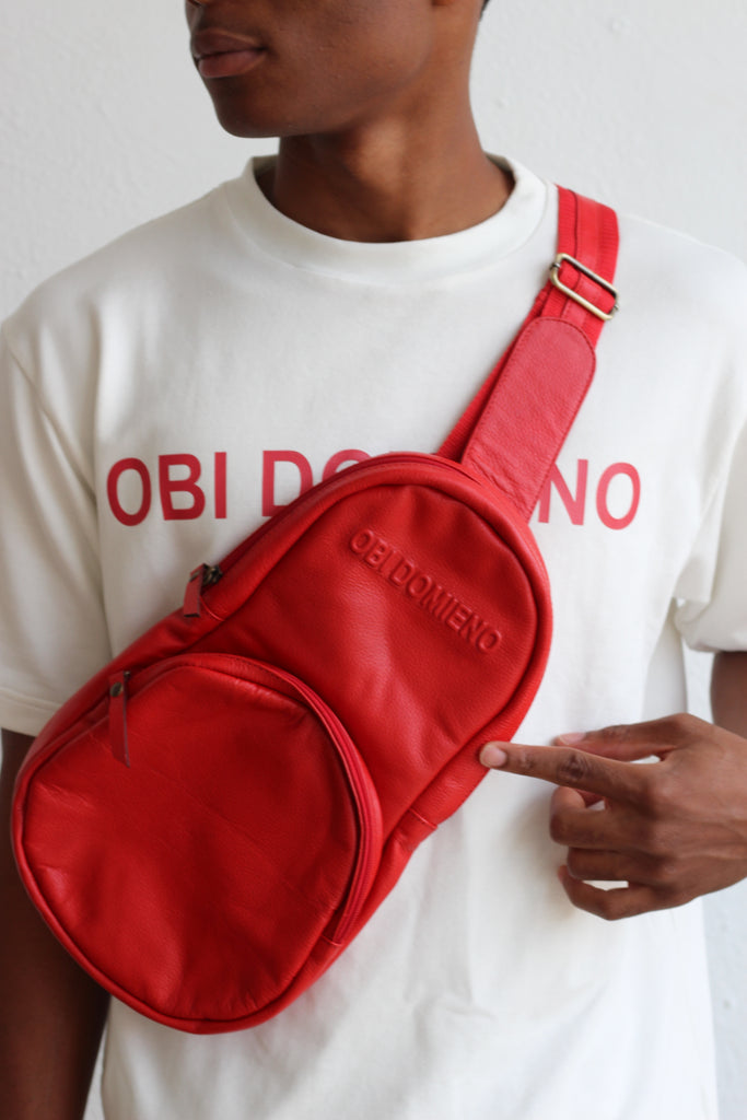 GUITAR SIDE BAG RED LEATHER