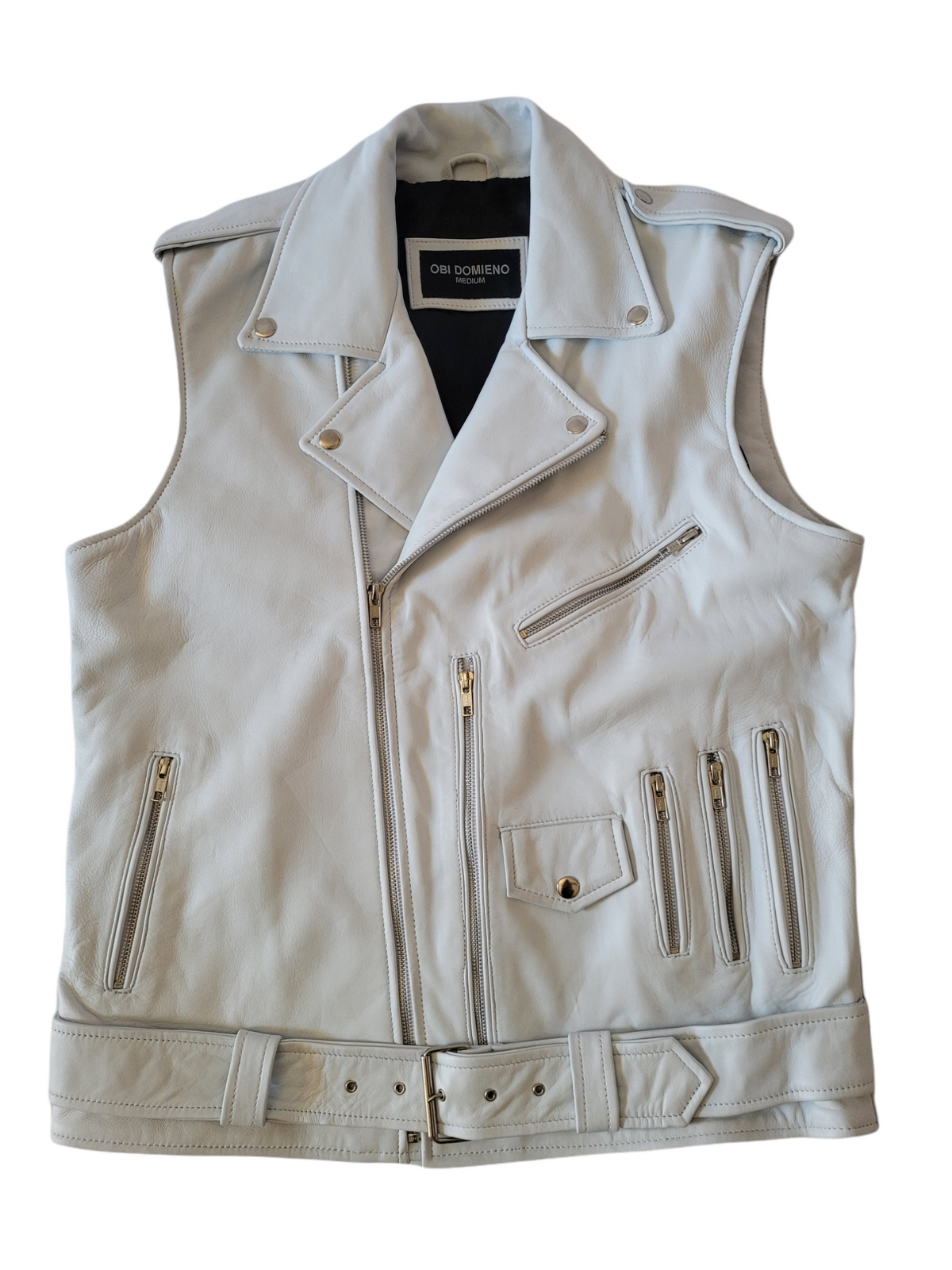 White leather motorcycle vest online